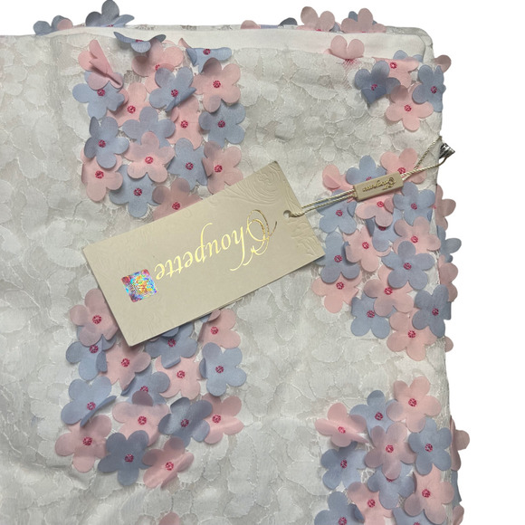 Luxury 100% Cotton Baby Blanket Blue Pink White French Choupette Double Sided - Picture 2 of 11